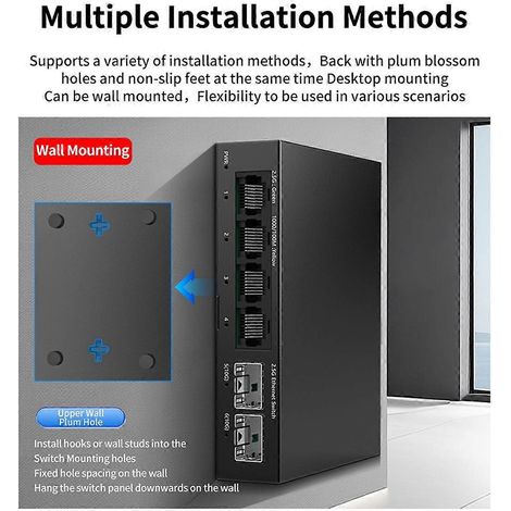 Commutateur 2,5 Gb 4 ports, commutateur réseau non géré 2,5G avec prise UE 2 ports-- (1/5)