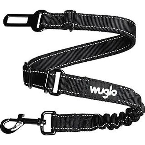 Ceinture de sécurité auto pour chien Wuglo 38-95 cm - Ceinture de sécurité pour chien avec sangle élastique - Clip de ceinture de sécurité auto durable et sécurisé - Harnais universel pour chien (noir