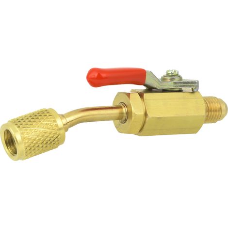 1/4-Zoll-Kugelhahn aus Messing mit manuellem Absperrventil für Kälteanlagen R12/R134A/R410A (Rot) (1/5)
