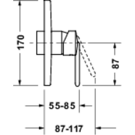 Mitigeur de douche encastré pour 1 consommateur avec robinet d'inversion, mitigeur de douche monocommande avec système de mélange en céramique, noir mat (1/2)