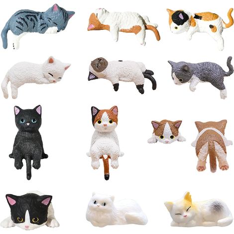 12 Pcs Mini Figurines Chat Mignon, Figurines Chat Miniatures Résine (1/5)