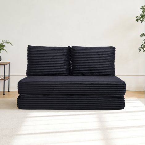 Canapé-lit doble 140x100x85 cm negro convertible sin montaje en tejido acanalado MEUBLIV (1/5)