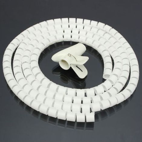 Blanc 2M Ø15mm Gaine Tube Spirale Range Cache Câble Fil Ruban Organisateur