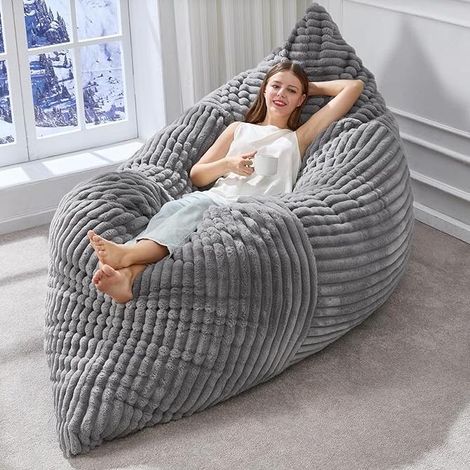 Sillón puf convertible 3 en 1, silla sofá y cama, con espuma de memoria, pana gris claro (1/5)