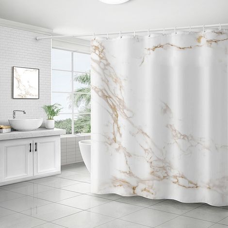 Rideau de douche effet marbre coloré, rideau de salle de bain abstrait, ensemble rideau de douche avec 12 crochets, décoration de salle de bain, 5 tailles XH04 (1/2)