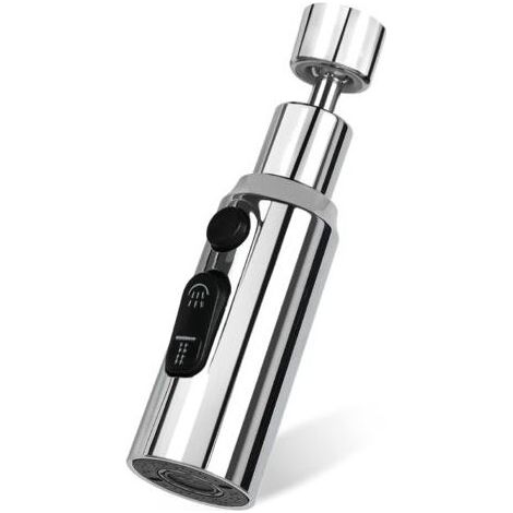 Aérateur de Robinet 3 Modes Rotatif 360° Tête Douchette Evier Cuisine Brise Jet Robinet Cuisine D'eau Pour Robinet Embout Robinet Cuisine Adaptateur Mousseur Robinet G1/2 ， 22mm (1/4)