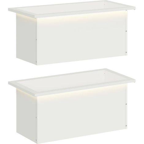 vidaXL Garden Planter with LED 2 pcs White 30 x 60 x 30 cm Steel