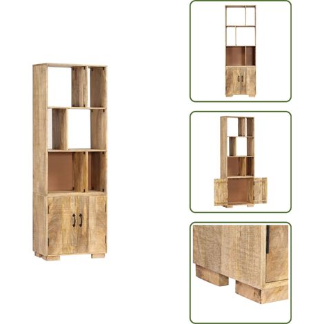 Bibliothèque 60x35x180 cm Bois de manguier solide - Bibliothèque En Bois - Bibliothèque Design - Bibliothèque Rustique - Bibliothèque Vintage - Rangement Bibliothéque (1/5)