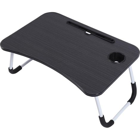 Table pliable pour ordinateur gris foncé  bureau réglable  table repas TV pour manger  lire  plateau petit-déjeuner  support PC pour lit et canapé, 60x40x28 cm (1/5)