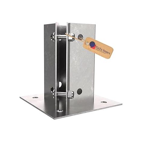 Support de poteau réglable à boulonner galvanisé à chaud 100 x 100 mm – platine d’angle pour base de poteau – GeZu Impex (1/5)