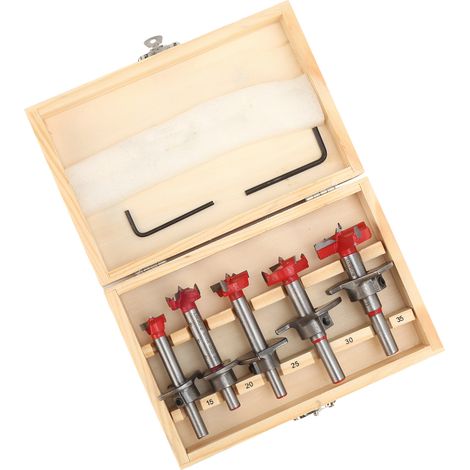 Ensemble de 5 fraises à charnières en acier allié pour le travail du bois, ouvre-porte, perceuse à porte avec butée (1/5)