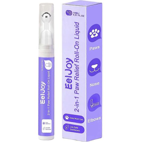 1 pièceBaume roll-on 2 en 1 pour pattes et truffe d'animaux, hydratant pour pattes de chien et chat, soin liquide sans danger pour les léchages, format portable de 15 ml, soulagement apaisant des crev (1/5)