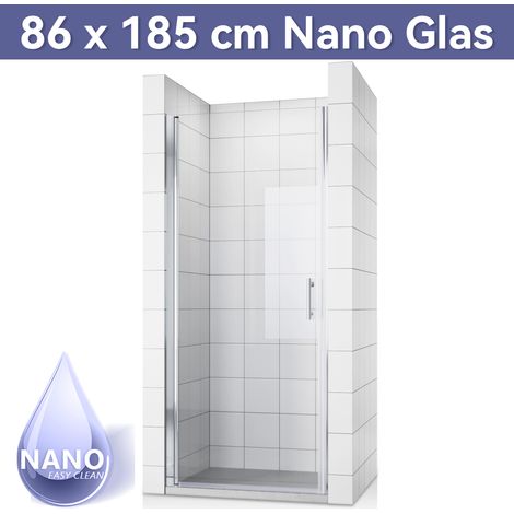 SONNI Duschabtrennung Nischentür Duschkabine Dusche Schwingtür NANO Glas Nischentür 86 x 185 cm (1/5)