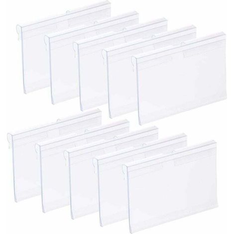 100Pcs Porte-étiquette Transparent en Plastique, Porte-étiquettes en PVC Supports d'Étiquettes en Plastique Porte-étiquette de Prix d'étagère pour Étagère Magasin Supermarchés Petits Magasin (1/4)