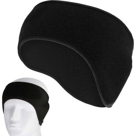 Bandeau cache-oreilles coupe-vent en polaire pour homme et femme, pour course à pied, yoga, ski, entraînement, cyclisme, noir (1/4)