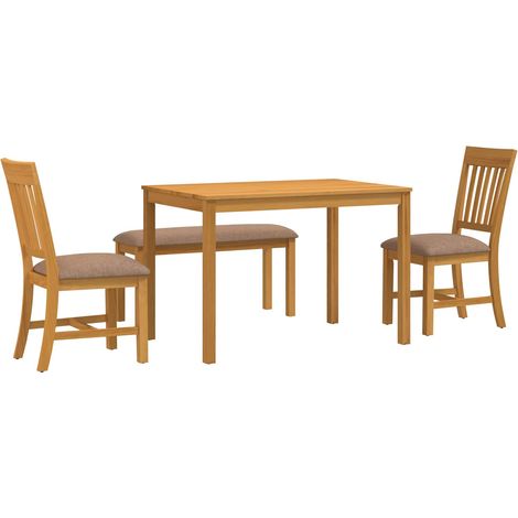Dining Set 4 pcs Grey Solid Oak Wood vidaXL (1/5)