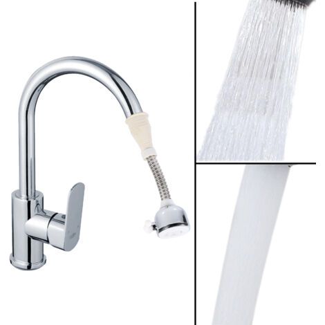360° Pivotant Aérateurs de Robinet, Robinet Économiseur d'Eau, 2 Modes Embout Robinet Cuisine Rotatif Grand Angle, Mousseur et brise-jet pour robinet, avec tuyau souple acier inoxidable (1/4)