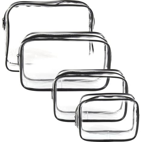Trousse de Toilette Transparente 4 Pcs PVC Trousse de Maquillage Sac Trousse de Toilette Transparente Kit de Voyage pour Hommes, Femme, Enfant (1/5)