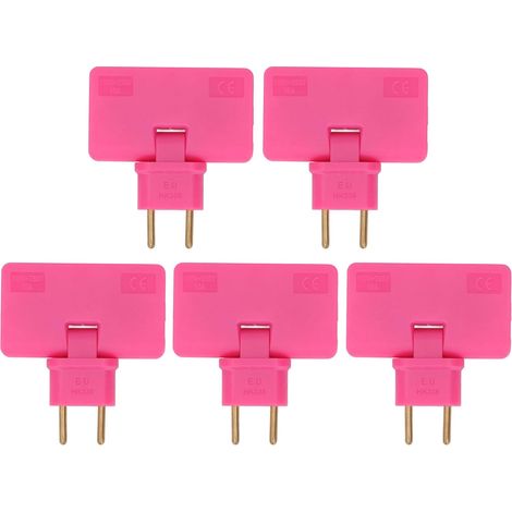 EU-Steckeradapter, EU-Steckeradapter 1 auf 3, 110-250V-Konverter, 5 Stück, 180 Grad kabellose Verlängerung (Rosarot) (1/5)