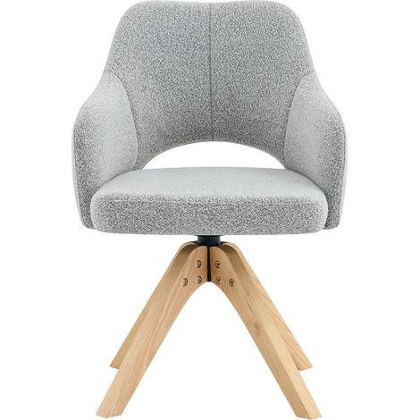 Set di 2 sedie girevoli in tessuto grigio chiaro con gambe in legno e rotazione a 360° (1/5)