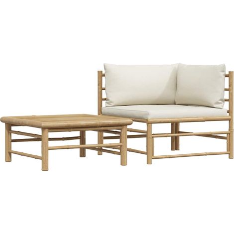 Maison Exclusive - 2-tlg. Garten-Lounge-Set mit Kissen Cremeweiß