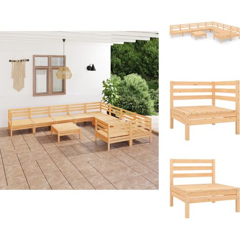 Gartenmöbel-Sets - Living 10-tlg. Garten-Lounge-Set Massivholz Kiefer (1/5)