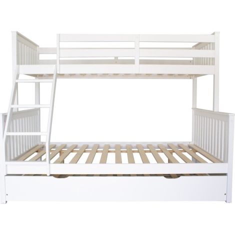 Letto a castello triplo + estraibile legno bianco 135x190/90x190cm