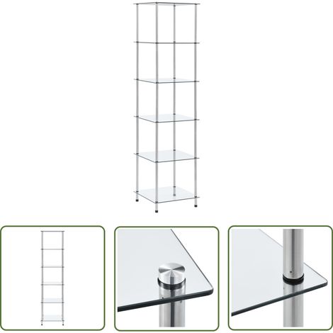 The Living Store Regal mit 6 Ablagen Transparent 40x40x160 cm Hartglas - Glasregal - Bücherregal - Regal Transparent - Modernes Regal - Regal Aus Glas (1/5)