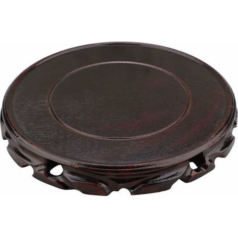 GABRIELLE Vase rond vintage en bois de palissandre - 20 cm - Support de style oriental - Support pour lampe de table et théière - Base stable pour décoration de la maison - Marron (1/2)