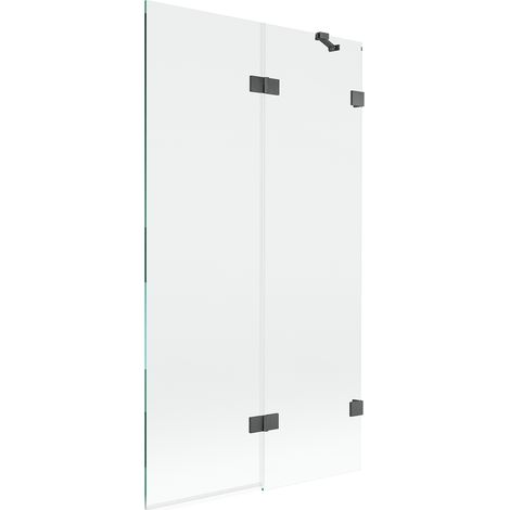 Mexen Lunar Badewannen-Faltwand 2-flügelig rechts 100 x 150 cm, transparent, gebürstet in Gun Gray - 897-100-100-66-00-P (1/5)