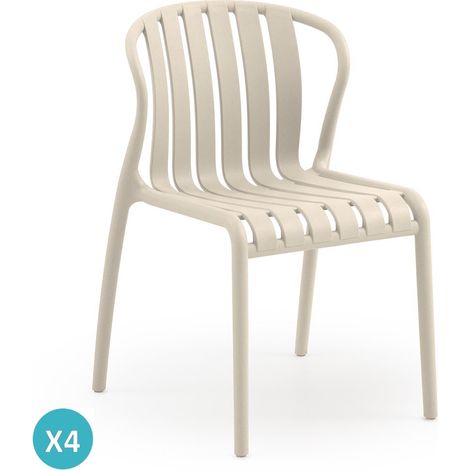 Ensemble de 4 chaises en polypropylène couleur crème (1/5)