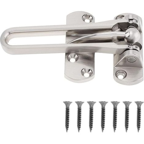 Door latch for home security, swing bar, secondary entrance door locks for house, hotel, apartment (Silver) (1/5)