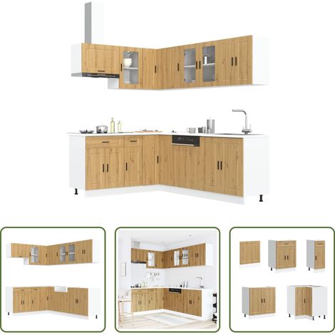 Küchenschränke - 11-tlg. Küchenschrank-Set Porto Artisan-Eiche Holzwerkstoff (1/5)
