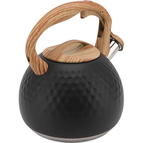 3-Liter-Edelstahl-Wasserkocher mit Pfeifton und Griff für den Herd, schwarz, ideal für Küche und Gasherd. (1/5)