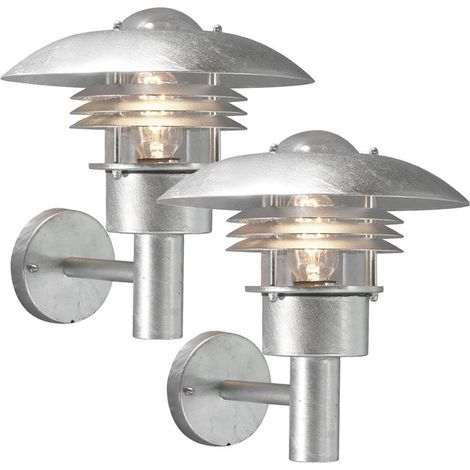 2er Set elegante Wandleuchten MODENA galv. Stahl, E27, Höhe 29 cm, IP44