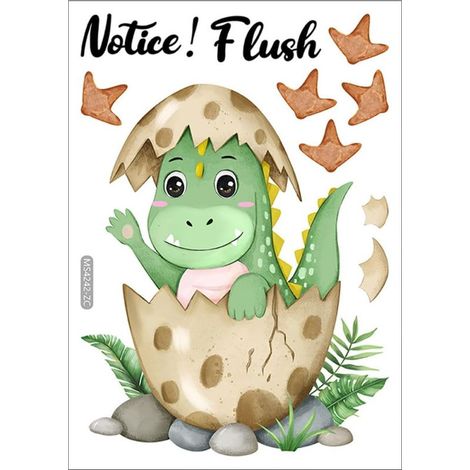 Autocollants pour toilettes avec dinosaures de dessin animé , verts , en PVC , auto-adhésifs et faci (1/5)