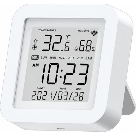 Capteur thermomètre hygromètre WiFi Tuya LCD avec date et jour alimentation USB sans sonde 0 60 usb 65 200 g – Livraison gratuite