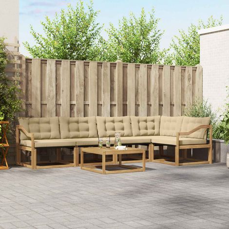 vidaXL Outdoor-Sofagarnitur 6 pcs Weiß und Beige 79 x 79 x 37 cm (1/5)