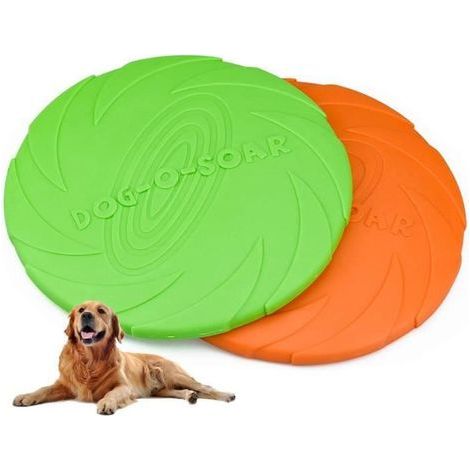 2 Pcs Frisbee Jouet pour Chiens, 18 cm / 7 inch Disque à Lancer en Caoutchouc Résistant, Dressage de Chiens pour Extérieur (Vert, (1/4)