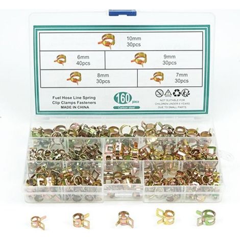 Kit de 160 Colliers de Serrage à Ressort - Acier Galvanisé pour Tuyaux de Carburant, Assortiment (1/5)