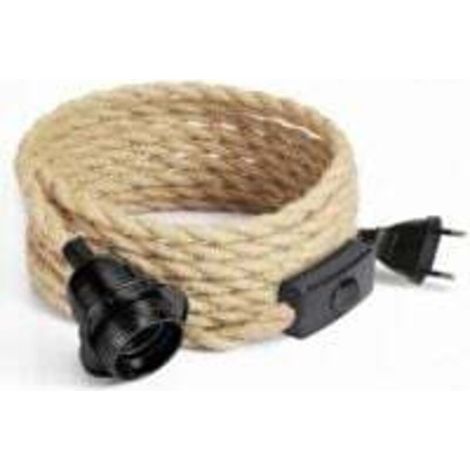 4,5 m langes, zweiadriges Leinenkabel mit E27-Fassung und Schalter für DIY-Lampen (Leuchtmittel nicht enthalten) (1/5)