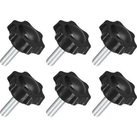 6Pcs Boutons Étoile M8 x 25mm, Bouton de Serrage Hexagonal en Plastique à Visser à la Main pour le Remplacement du Pied de Parasol (1/5)