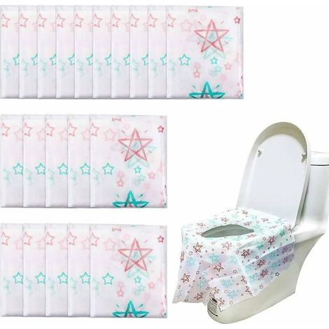 20 Einweg-Toilettensitzauflagen, einzeln verpackt, ideal für öffentliche Toiletten, Reisen und Kinder (1/5)