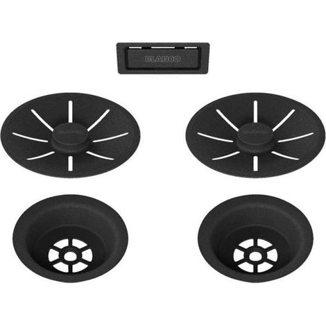 Blanco - Set di scarico C-overflow, per doppio lavello, BlackEdition, nero opaco 239979 (1/3)