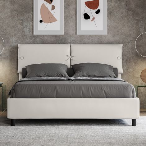 Letto matrimoniale contenitore imbottito 160x200 similpelle bianco Sleeper (1/5)