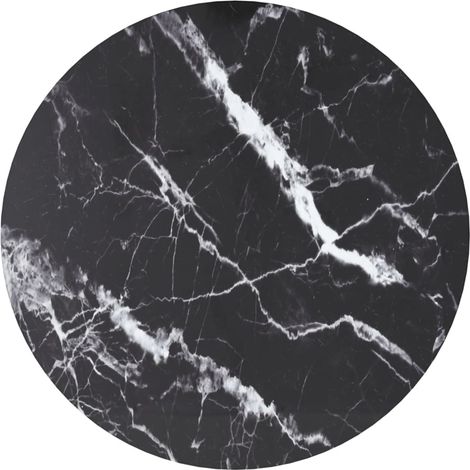 Dessus de table Noir Ø50x0,8 cm Verre trempé avec design marbre (1/4)