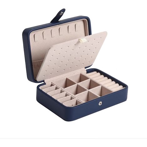 Boîte à bijoux - bijoux - présentoir à bijoux - boîte à bijoux - porte-bijoux - Organisateur de bijoux - boîte à bijoux pour filles - Filles/Femmes - Bleu marine - 16 x 11 x 5 cm