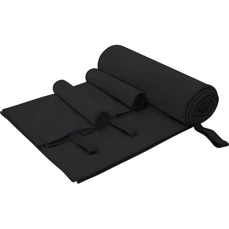 Sporthandtuch Set 3 pcs Schwarz Polyester und Polyamid