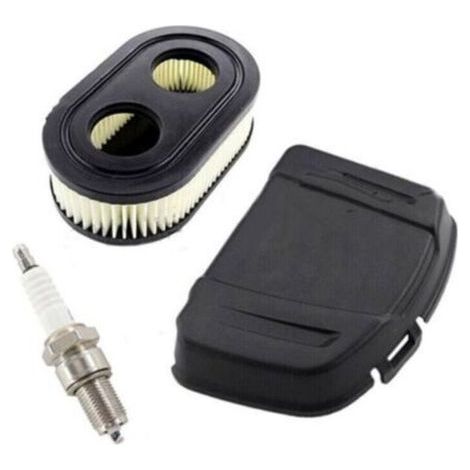 Couvercle de filtre à air pour Briggs & Stratton série 625E 625EXi 650EXi 675EXi 675IS 103M 104M moteurs de tondeuse à gazon Remplace 594106 798452 avec bougie d'allumage BS-OHV RC12YC (1/4)
