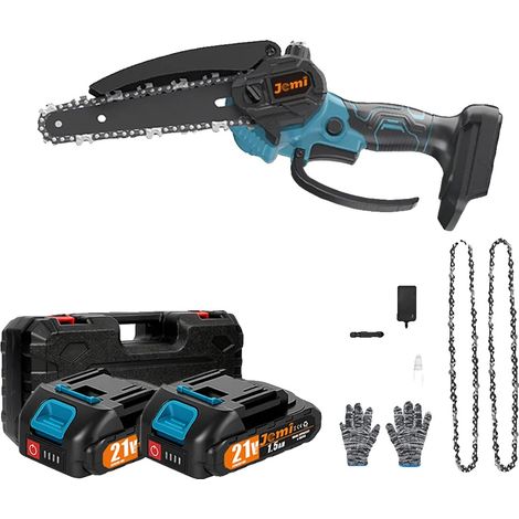 Motosierra inalámbrica, longitud de corte de 6 pulgadas, 2 baterías, 2 cadenas (1/2)